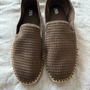 Zara Knit Espadrille, Brown, NWOT, Size 45
